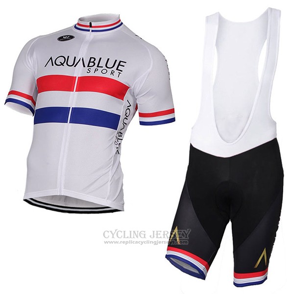2017 Cycling Jersey Aqua Blue Sport Champion British White Short Sleeve and Bib Short
